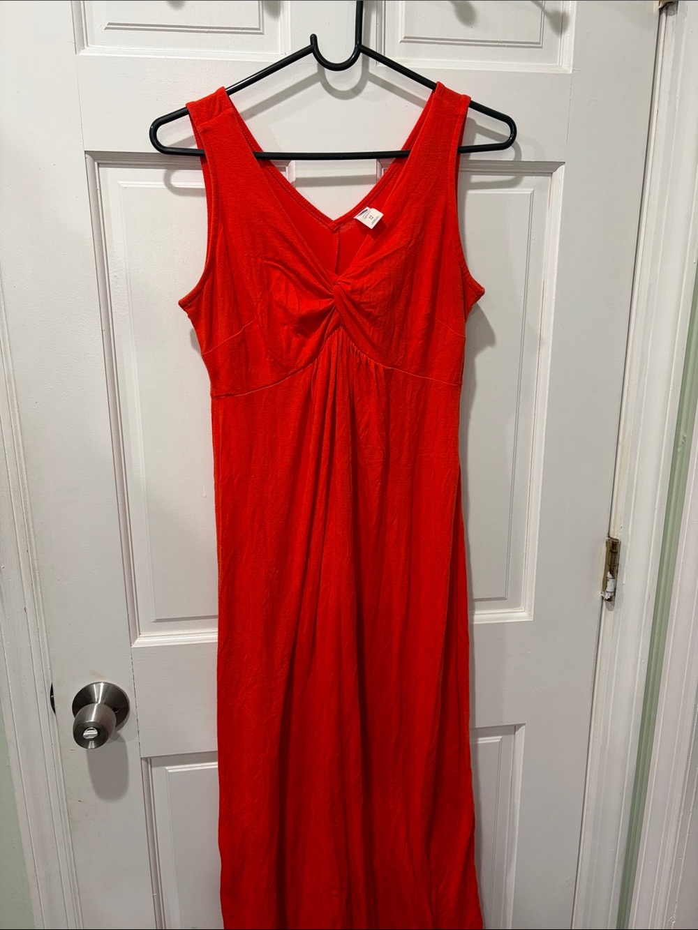 Orange Sleeveless Twist-Front Maxi Dress